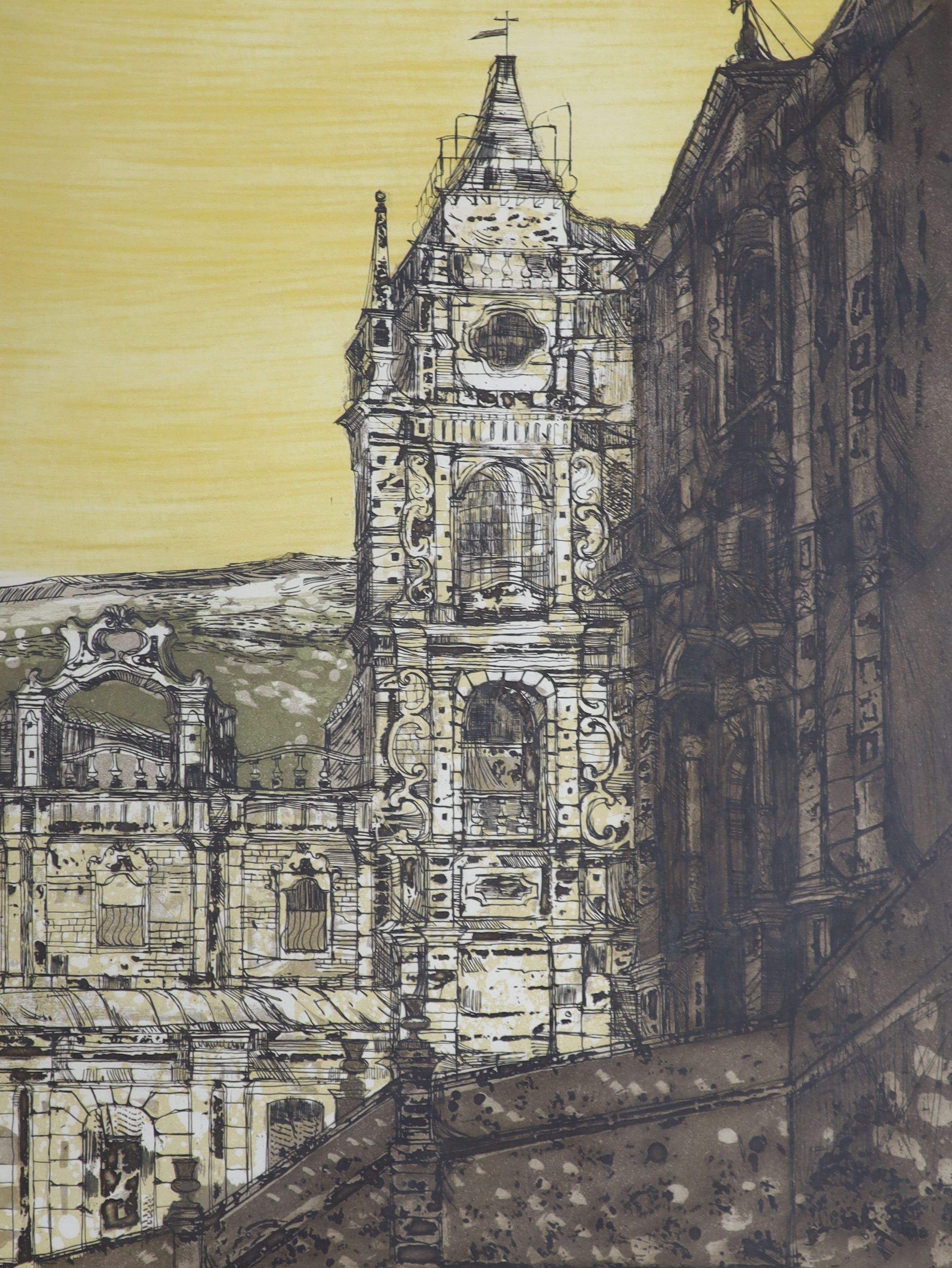 Richard Beer, two limited edition etchings,St Mary Le Bow and Campanile, signed, 32/75 and 61/100, 62 x 41cm and 61 x 44cm